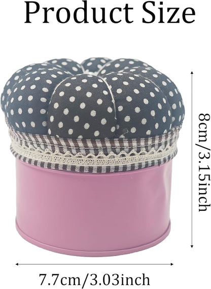 pson Pumpkin Shaped Pin Cushion with Storage Box, Cute Sewing Needle Holder for Quilting, DIY Crafts, Needlework, Sewing(Black with Spotted)