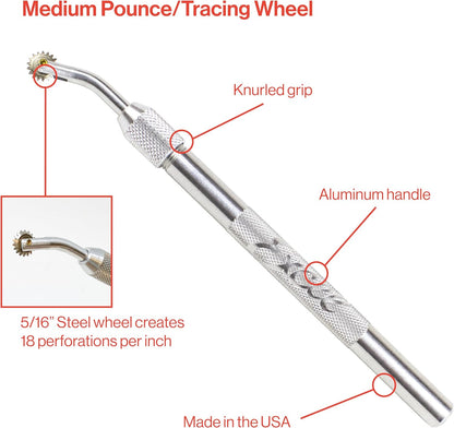 Excel Blades Pounce Wheel - 5/16-Inch Stainless Steel Tracing Wheel, Perforating, Cutting, Sewing Patterns, Quilting & Embossing Tool for Tracing Paper and Leather Craft