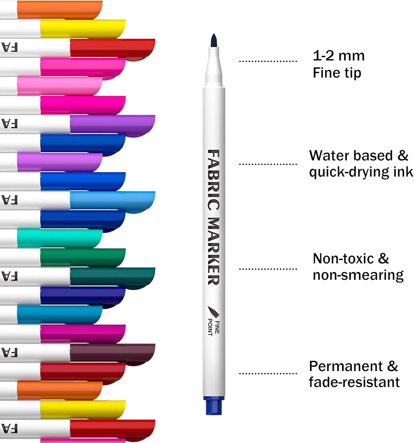 Fabric Markers, Lelix 36 Colors Permanent Fabric Pens for Writing Painting on T-Shirts Clothes Sneakers Canvas, Child Safe & Non-Toxic for Kids Adults - Crafty Corner