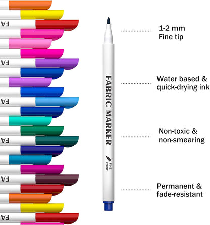 Fabric Markers, Lelix 36 Colors Permanent Fabric Pens for Writing Painting on T-Shirts Clothes Sneakers Canvas, Child Safe & Non-Toxic for Kids Adults - Crafty Corner
