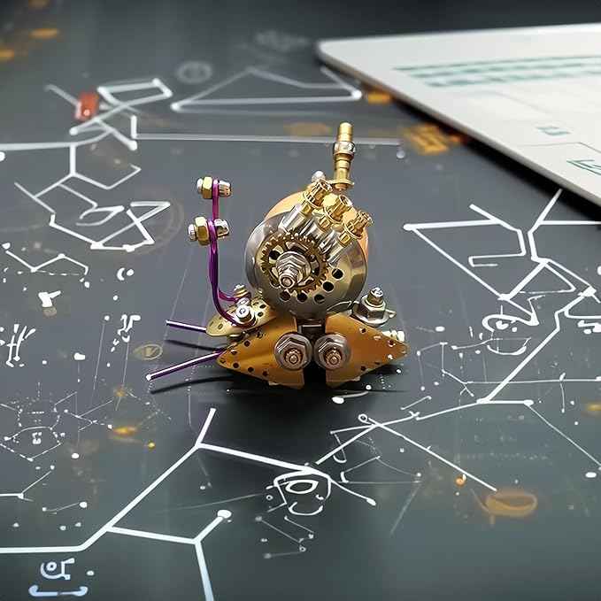 3D Steampunk Mechanical Snail Model Kit – DIY Metal Brass Puzzle for Adults, Retro Collectible Robot Sculpture Craft Gift (Snail-O)