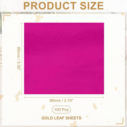 PATIKIL Gold Leaf Sheets for Art 3.7" x 3.4", 100 Pcs Gold Foil Sheet Metallic Leaf Papers for DIY Crafts Resin Furniture Nails Paintings Home Decoration, Pink