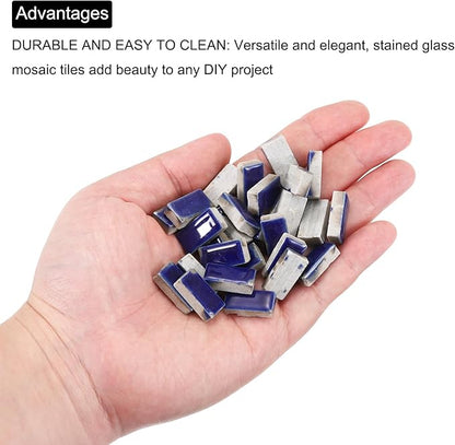 MECCANIXITY 250g Ceramic Mosaic Tiles for Crafts Bulk, Rectangle Dark Blue Ceramic Tile for Mosaic Kits Garden Stepping Stone Cup Mat