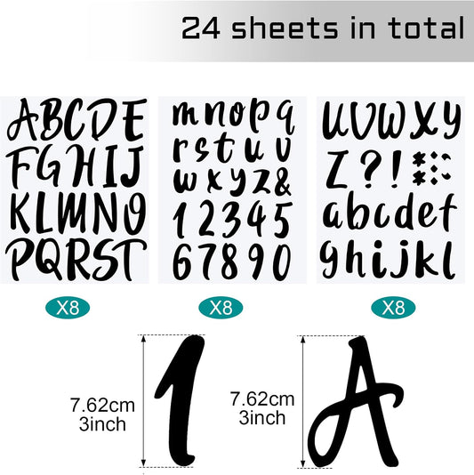 Outus 576 Pieces 8 Sheets Letters Stickers Self Adhesive Vinyl Letter Alphabet Number Stickers Mailbox Numbers Sticker, Decals for Classroom Decor, Sign, Door(Black,3 Inch)