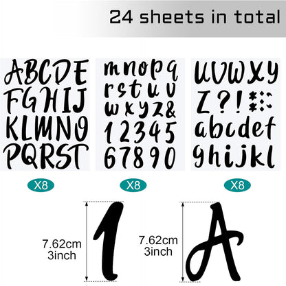 Outus 576 Pieces 8 Sheets Letters Stickers Self Adhesive Vinyl Letter Alphabet Number Stickers Mailbox Numbers Sticker, Decals for Classroom Decor, Sign, Door(Black,3 Inch)