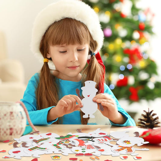 Fennoral 12 Pack Snowman Craft Kits for Kids Make You Own Snowman Foam Stickers Ornament DIY Christmas Arts and Crafts for Chirstmas Party Supplies Winter Christmas Tree Decoration