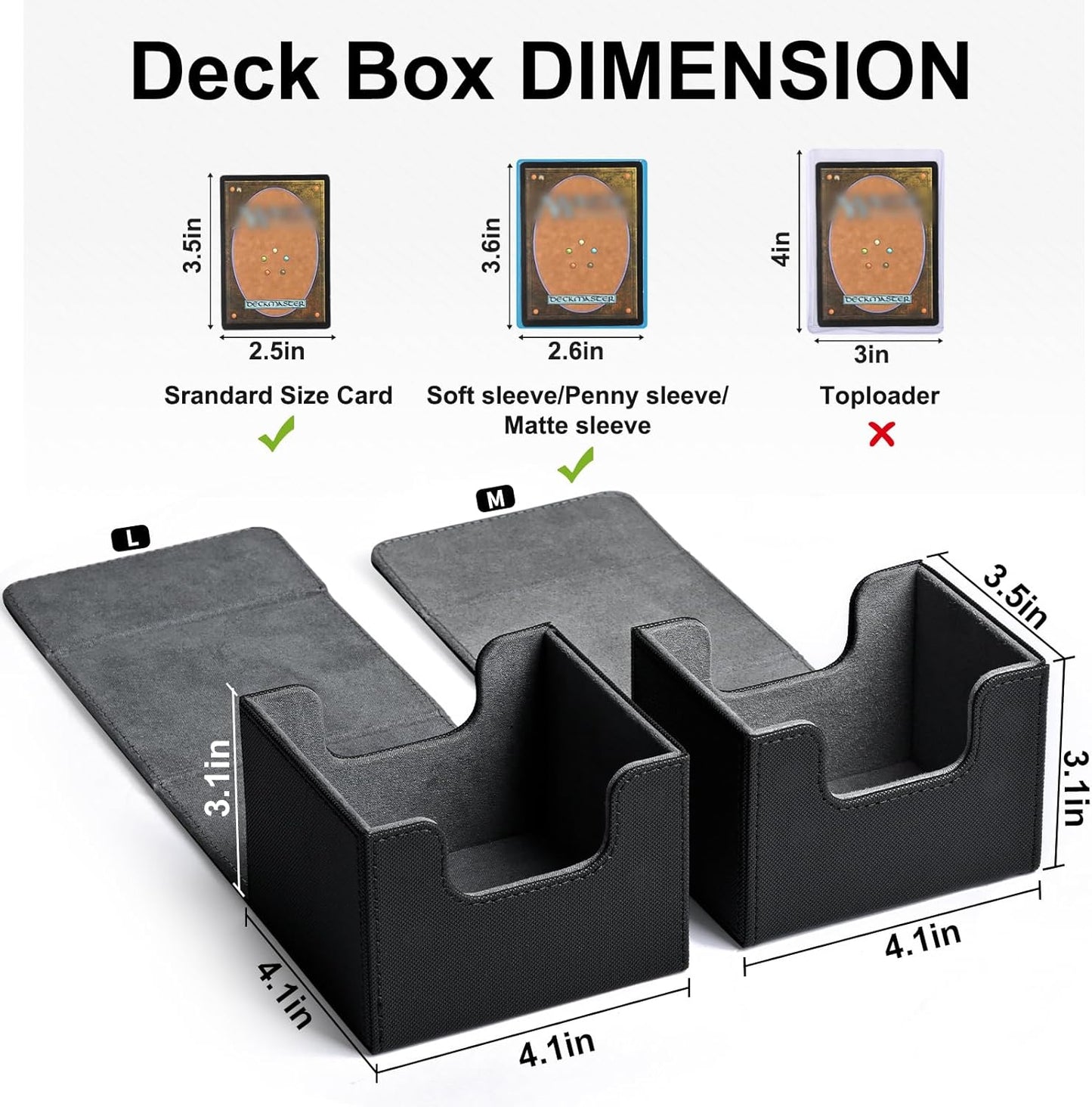 ZLCA Card Deck Box for Trading Cards, MTG Commander Deck Box Holds 120+ Single Sleeved Cards, Leather Magnetic Card Storage Box Fits for TCG CCG Magic Cards (Black)