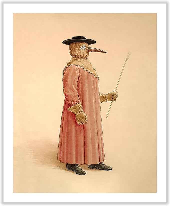 Poster Master Vintage Plague Doctor Canvas - Retro Physician Print - Medical Doctor Art - Gift for Men & Women - Wall Decor for Living Room, Bedroom or Dorm - 18x24 ROLLED Canvas