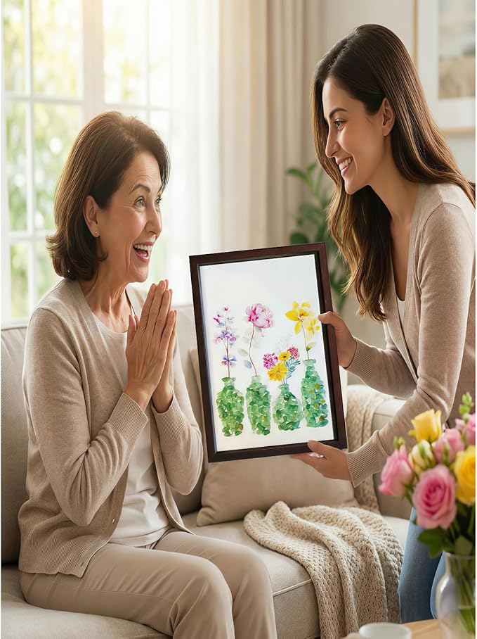 Boohyjtong DIY Natural Crystal Mosaic Art Kit for Adults (Framed) - Genuine Green Gemstone Flower Vase 3D Wall Decor. Includes A4 Frame, Glue & Tools. Relaxing Crushed Stone Craft Gift for Women