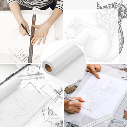 Tracing Paper Roll 17in x 50yd, White Trace Paper Pattern Paper Translucent Tracing Paper for Sewing, Drawing, Sketching, Gift Wrapping