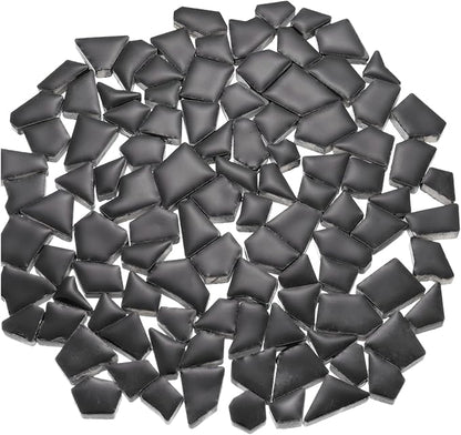 uxcell 500g/1.1LB Irregular Ceramics Mosaic Tiles, 1.3-2 cm Bulk Stained Ceramic Mosaic Pieces Stones Mosaic Kits for DIY Art Craft Projects Home Decor, Black