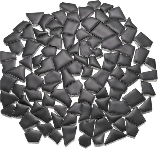 uxcell 500g/1.1LB Irregular Ceramics Mosaic Tiles, 1.3-2 cm Bulk Stained Ceramic Mosaic Pieces Stones Mosaic Kits for DIY Art Craft Projects Home Decor, Black