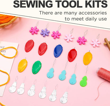 KAQRHFT Needle Threaders, 24 PCS Needle Threader Kit for Needle Work, 4 Types Simple Needle Threader Tool with Clear Storage Box for Hand Sewing, Sewing Machine, Embroidery Floss