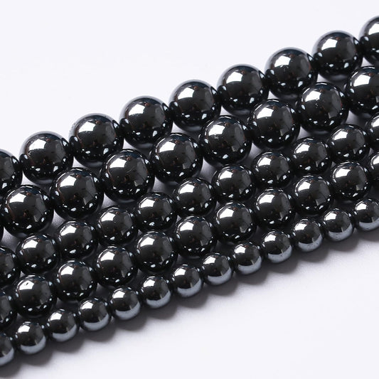36pcs 12mm AAA Black Hematite Beads Crystal Energy Stone Healing Power Natural Stone Gemstone Round Loose Beads for Jewelry Making DIY Bracelets