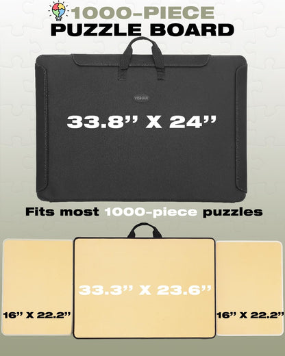 1000 Piece Portable Jigsaw Puzzle Board with Cover for Adults, Puzzle Case for Storage, 33.3'' x 23.6''Puzzle Mat with Sorting Trays, Non-Slip Surface