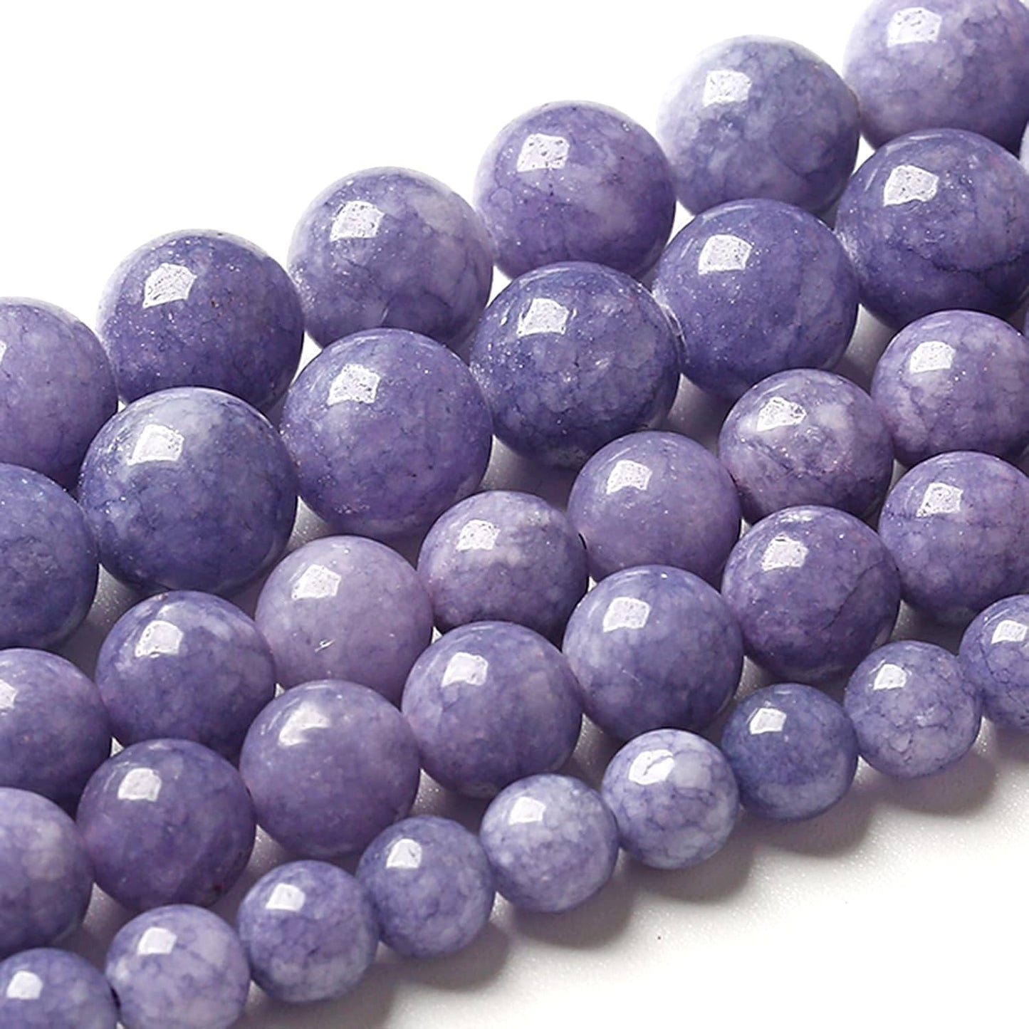 4MM Lavender Purple Chalcedony Natural Stone Round Loose Beads for Jewelry Making and Crafting 180pcs 2 Strands 32"