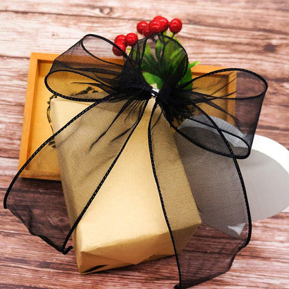 CT CRAFT LLC Sheer Organza Wired Ribbon 2.5" x 50Yards Black for Wedding Chair Bow Flora Bouquet Gift Wrapping Christmas Tree Home Decor Wreath - Crafty Corner