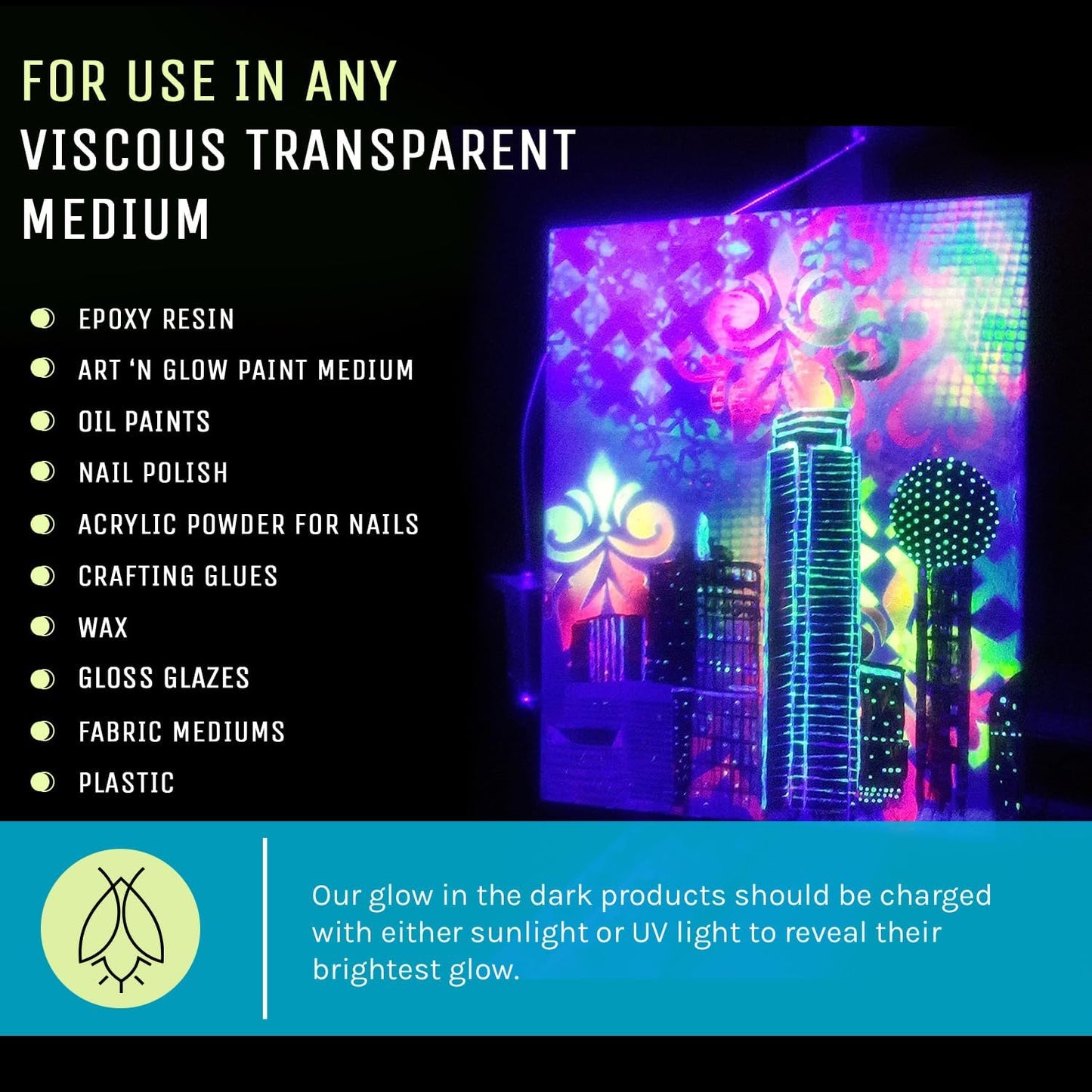 Glow in The Dark Pigment Powder - Neutral and Fluorescent Color for Art Painting, Fine Art, Nail Art Paint, and DIY Crafts - Long Lasting, 10+ Color Options - Neutral White - (60 Grams/ 2.12 oz)