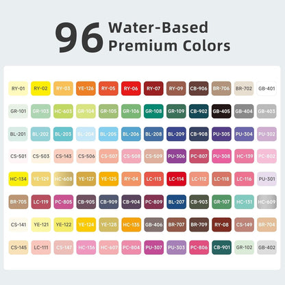 96 Color Acrylic Paint Markers Set – Brush Tips, Quick Dry Permanent Markers for Rock, Egg, Wood, Fabric, Glass, DIY Crafts, Waterproof Fabric Paint Markers for Adult Coloring Books No Bleeding