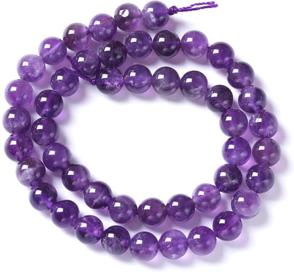 45pcs 8mm AAA Natural Amethyst Beads Crystal Energy Healing Power Stone Beadsfor Jewelry Making DIY Bracelet Necklace Accessories 15"