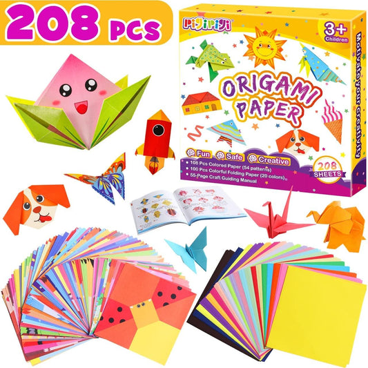 pigipigi Craft Origami Paper for Kids - 208 Sheets Vivid Colorful Folding Papers 54 Patterns Art Projects Kit for 5 6 7 8 9 10 11 12 Years Old Girl Boy Teen Birthday Gift Preschool Educational Toy - Crafty Corner