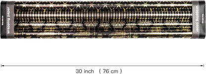 WRAPAHOLIC 30 Inch Christmas Wrapping Paper Roll - Jumbo Roll Black Gold Christmas Sleigh Holiday Design with Metallic Foil Shine - 4 Rolls - 30 Inch x 120 Inch Per Roll
