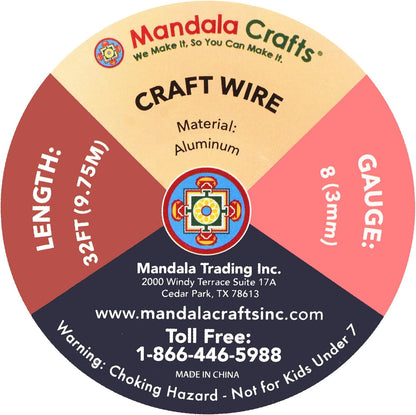 Mandala Crafts 8 Gauge Anodized Aluminum Craft Wire for Jewelry Making - 32 FT Colored Flexible Hot Pink Wire - Bendable for Bonsai Armature Crafting Sculpting - Crafty Corner