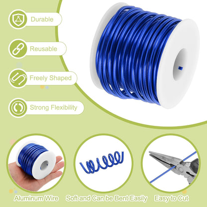 MECCANIXITY 9 Gauge Anodized Aluminum Craft Wire Bendable Bonsai Training Wire 56 Feet 3mm for Sculpting Crafts Wreath Floral Beading Jewelry Making, Dark Blue