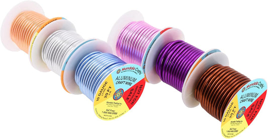 Mandala Crafts 10 Gauge Anodized Aluminum Craft Wire for Jewelry Making - 120 FT Colored Flexible Silver Copper Purple Pink Brown Ice Blue Wire - Bendable for Bonsai Armature Crafting Sculpting - Crafty Corner