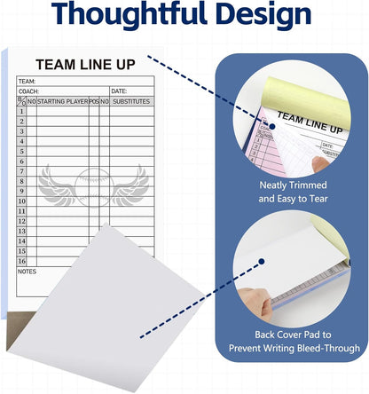 30/60/120/180 Baseball Lineup Cards with 4-Part Carbonless Copies, 4.53 x 7.87 Inch 16 Player Roster Sheets for Games, Softball Line up Coaching Accessories for Coaches and Umpires