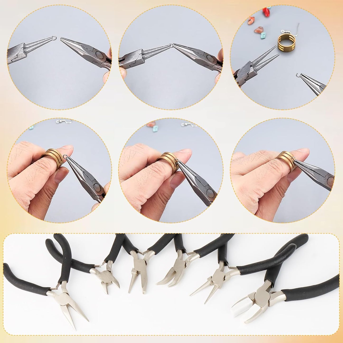 6 Pack Jewelry Pliers Set, Mini Pliers Set, Jewelry Making Include Flat, Jewelry Tools, Needle, Round, Bending Linesman, Applicable to Handicrafts, Earring Making, Repairing Electronic - Crafty Corner