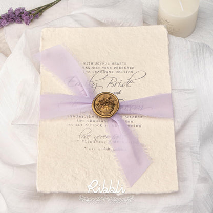 Ribbli Lavender Chiffon Silk Ribbon, 1-1/2 inch x 20 Yard, Handmade Fringe, Light Purple for Wedding Invitations, Bridal Bouquets, Flower Arrangement Decoration - Crafty Corner