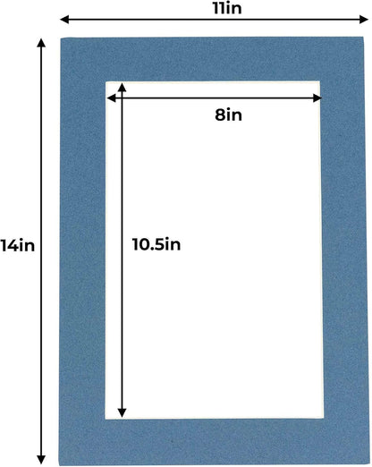 11x14 Mat for 8.5x11 Photo - Precut Steel Blue Picture Matboard for Frames Measuring 11 x 14 Inches - Bevel Cut Matte to Display Art 8.5 x 11 Inches - Acid Free ONE MAT with Backing Board & Clear Bag