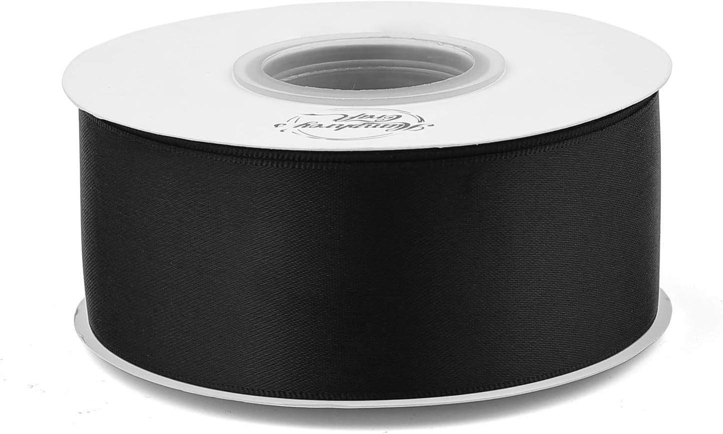 Humphrey's Craft 1-1/2 Inch Black Double Faced Satin Ribbon - 25 Yards Variety of Color for Crafts Gift Wrapping DIY Bows Bouquet Decoration Sewing Christmas Tree Wedding and Invitation Card. - Crafty Corner