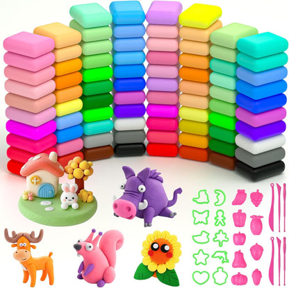 Ainiv Air Dry Clay Kit, 84 Colors DIY Model Magic Clay for Kids, Modeling Clay with 6 Sculpting Tools & 19 Mould, Ultra Light Arts and Crafts Kits for Boys Girls, Best Gifts for Kids