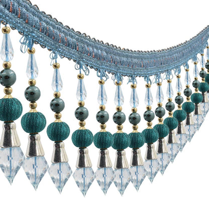 3yards Beading Fringe Trimming Long Beads Tassel Curtain Trim Ribbon Trim for Cover Edge Decorative (blue) - Crafty Corner