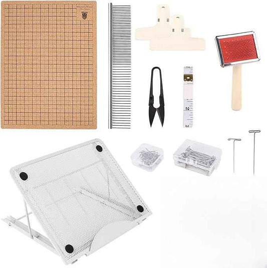 108 Pcs Macrame Board and Pins Kit, 12×16 Inch Wood Macrame Board and Metal Adjustable Holder for Braiding, Knotting and Bracelet Creating