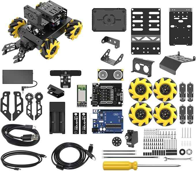 Robotic Kit for Arduino Robot Car AI Camera Vision Recognition Tracking Obstacle Avoidance Pick-and-Place Gripper, Programmable STEM Robot Gift for Ages 12 14 16+, miniAuto Advanced Kit