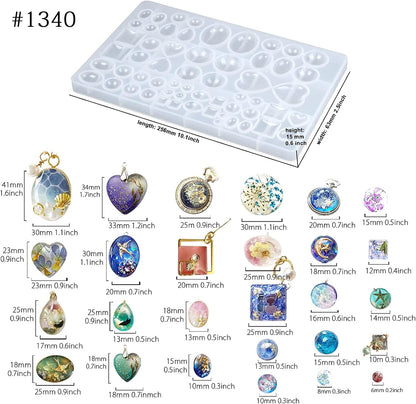 FUNSHOWCASE Cabochon Gem Silicone Mold 2 Trays for Resin Casting Jewelry Making