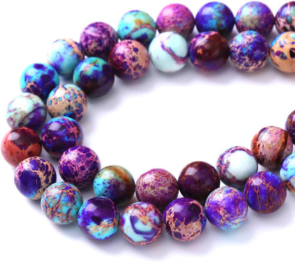 12MM 32PCS Natural Galaxy Sea Sediment Jasper Beads Gemstone Round Loose Spacer Stone Beads for Jewelry Making DIY Bracelet Necklace 15 Inch