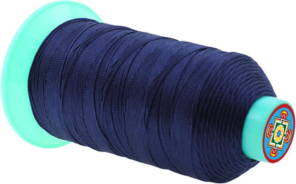 Mandala Crafts Bonded Nylon Thread Navy Blue Heavy Duty Sewing Threads - 415 YDs Size 346 210D T350 Tex 350 Thread for Leather Jeans Weaving Outdoor Marine Upholstery Threads
