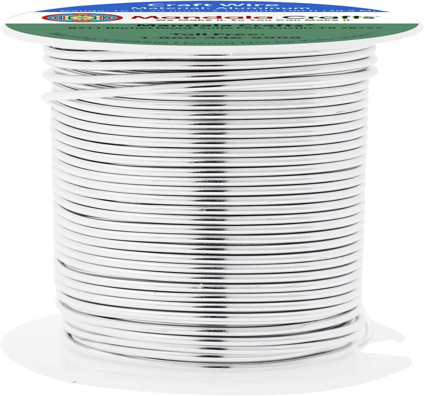 Mandala Crafts 16 Gauge Anodized Aluminum Craft Wire for Jewelry Making - 100 FT Colored Flexible Silver Tone Wire - Bendable for Bonsai Armature Crafting Sculpting - Crafty Corner