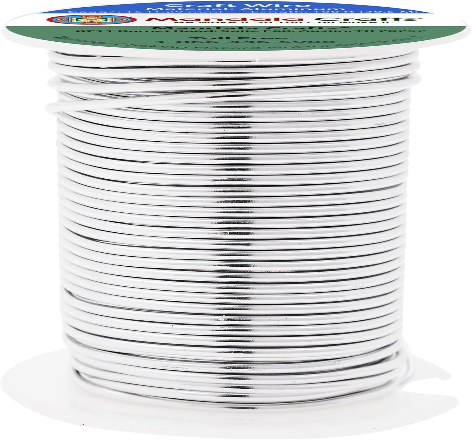 Mandala Crafts 16 Gauge Anodized Aluminum Craft Wire for Jewelry Making - 100 FT Colored Flexible Silver Tone Wire - Bendable for Bonsai Armature Crafting Sculpting - Crafty Corner