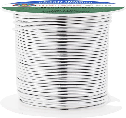 Mandala Crafts 16 Gauge Anodized Aluminum Craft Wire for Jewelry Making - 100 FT Colored Flexible Silver Tone Wire - Bendable for Bonsai Armature Crafting Sculpting - Crafty Corner