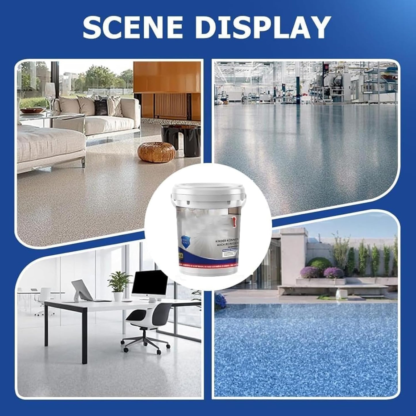 Epoxy Floor Paint, Epoxy Colored Sand Floor Paint, High-Gloss Marble Effect Self-Leveling Coating, Waterproof, Non-Slip, Ultra-Durable for Garage, Basement, Wood Floors (White Heather Gray,6.6 lb)