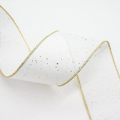 CT CRAFT LLC Whtie Burlap Fabric Confetti Glitter Wired Ribbon 2.5" x 10 Yards White Color for Christmas Home Wedding Decor Gift Wrapping Tree Topper Bow Wreath Bouquet DIY Crafts - Crafty Corner