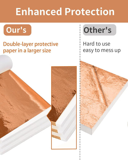 Luckymica Gold Leaf Sheets, 100 Pcs Adequate Gold Foil Sheets for Arts, Crafts, Decoration, Gilding, Paints, DIY, 5.5" x 5.5", Rose Gold, U03