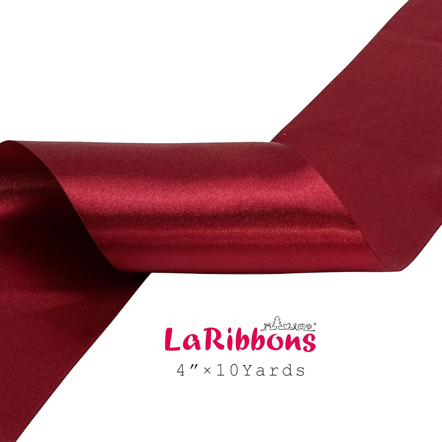 LaRibbons Red Satin Ribbon 4 Inch 10 Yards Christmas Ribbons Double Faced Luxury Burgundy Silk Ribbon for Gift Wrapping Flower Bouquets Bow Christmas Wedding Party Decoration - Crafty Corner