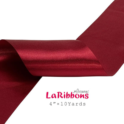 LaRibbons Red Satin Ribbon 4 Inch 10 Yards Christmas Ribbons Double Faced Luxury Burgundy Silk Ribbon for Gift Wrapping Flower Bouquets Bow Christmas Wedding Party Decoration - Crafty Corner