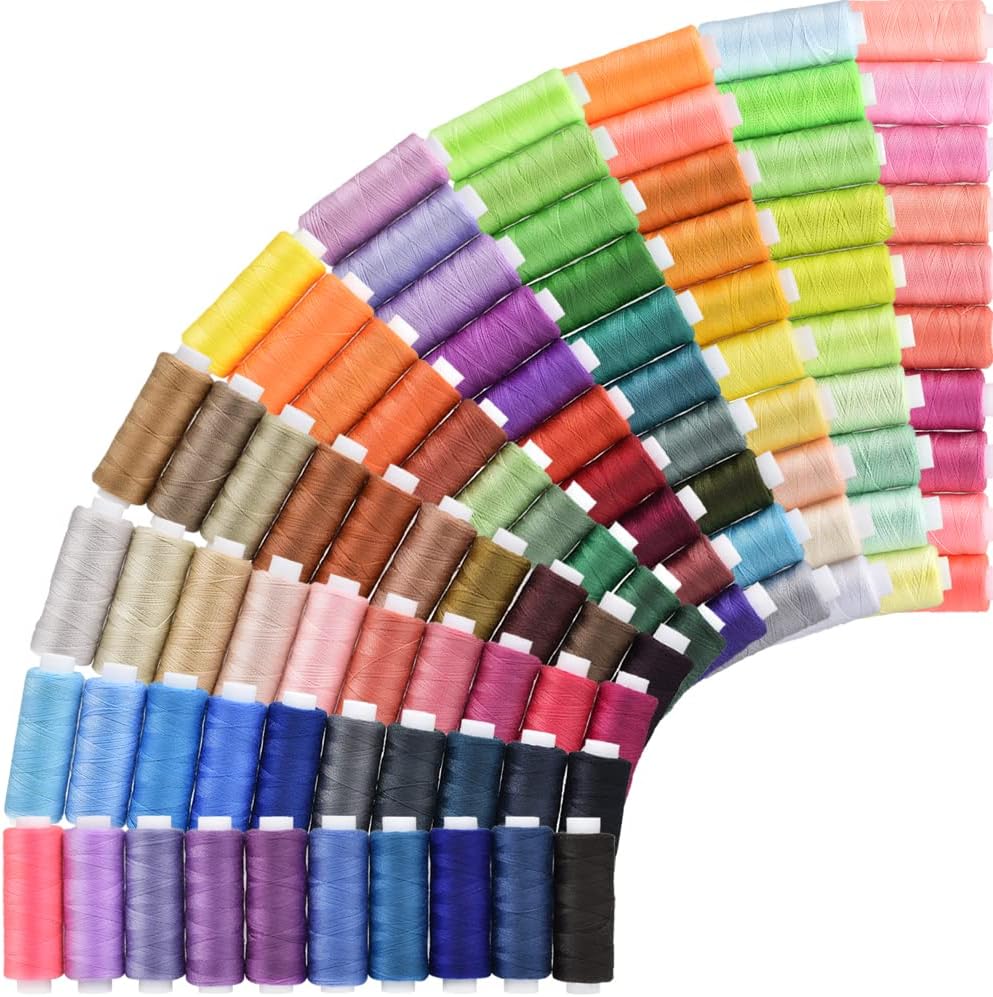 Sewing Threads Kits, All Purpose 100 Color Spools Polyester Thread Quilting Thread Assortment for Hand Machine Sewing Embroidery
